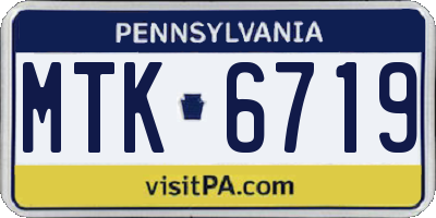 PA license plate MTK6719