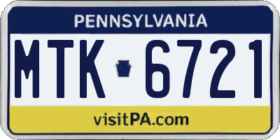 PA license plate MTK6721