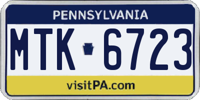 PA license plate MTK6723