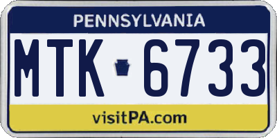 PA license plate MTK6733