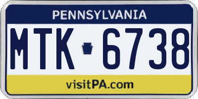PA license plate MTK6738