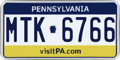 PA license plate MTK6766