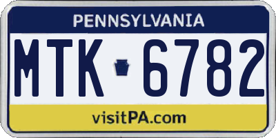 PA license plate MTK6782