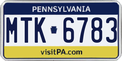 PA license plate MTK6783
