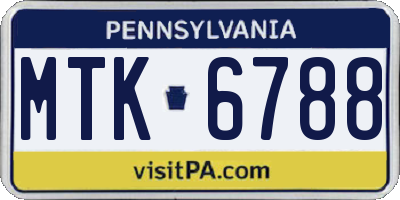 PA license plate MTK6788