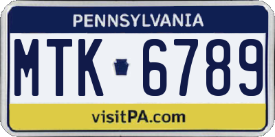 PA license plate MTK6789