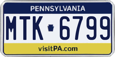 PA license plate MTK6799