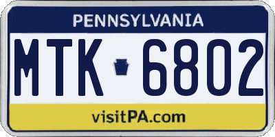 PA license plate MTK6802