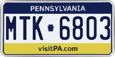PA license plate MTK6803