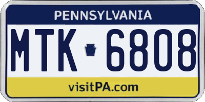 PA license plate MTK6808