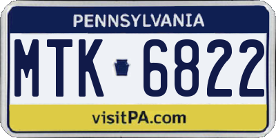 PA license plate MTK6822