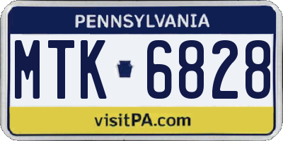 PA license plate MTK6828