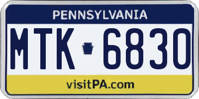 PA license plate MTK6830