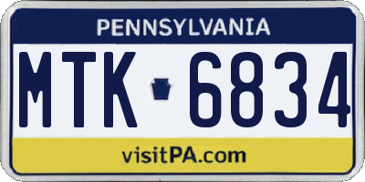 PA license plate MTK6834