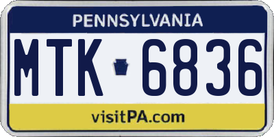 PA license plate MTK6836