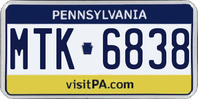 PA license plate MTK6838