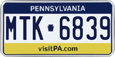 PA license plate MTK6839
