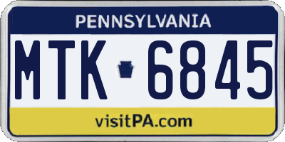 PA license plate MTK6845