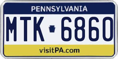 PA license plate MTK6860