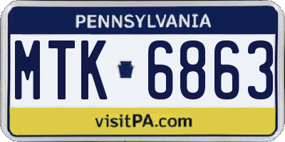 PA license plate MTK6863