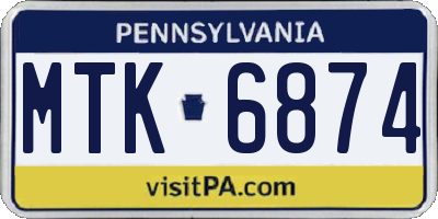 PA license plate MTK6874