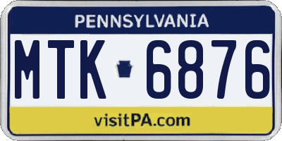 PA license plate MTK6876