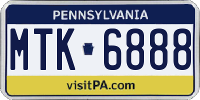 PA license plate MTK6888
