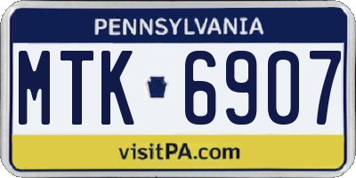 PA license plate MTK6907