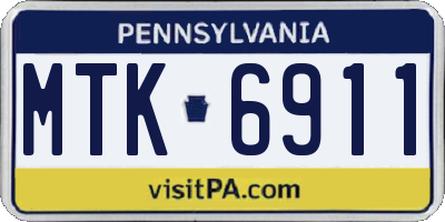 PA license plate MTK6911