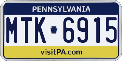 PA license plate MTK6915