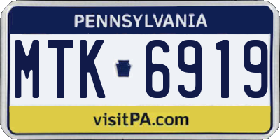 PA license plate MTK6919