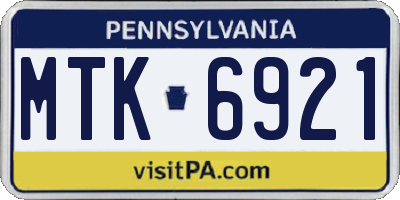 PA license plate MTK6921