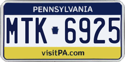 PA license plate MTK6925