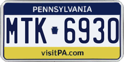 PA license plate MTK6930
