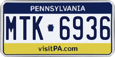 PA license plate MTK6936
