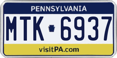 PA license plate MTK6937