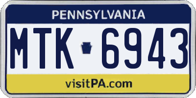 PA license plate MTK6943