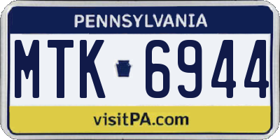 PA license plate MTK6944