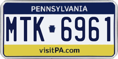 PA license plate MTK6961
