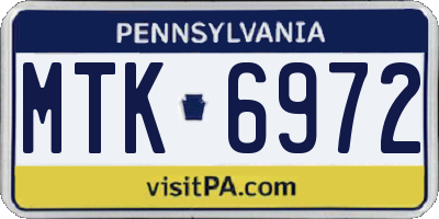 PA license plate MTK6972