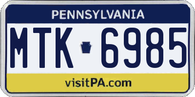 PA license plate MTK6985