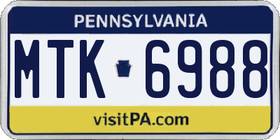 PA license plate MTK6988