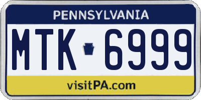PA license plate MTK6999