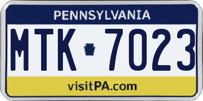 PA license plate MTK7023