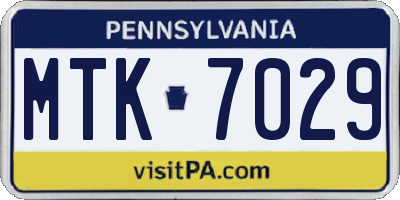 PA license plate MTK7029