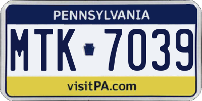 PA license plate MTK7039