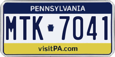 PA license plate MTK7041