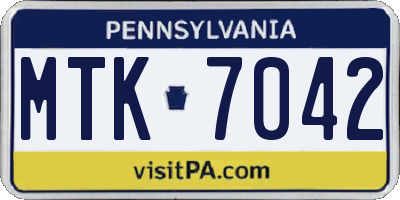 PA license plate MTK7042