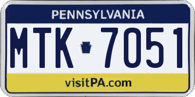 PA license plate MTK7051