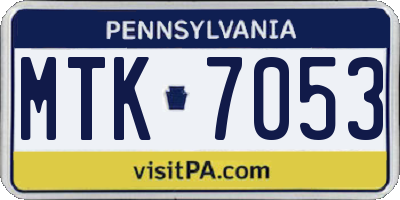 PA license plate MTK7053